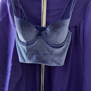 Victoria Secret Body by Victoria Blue velvet corset, demi bralette, bustier 30C